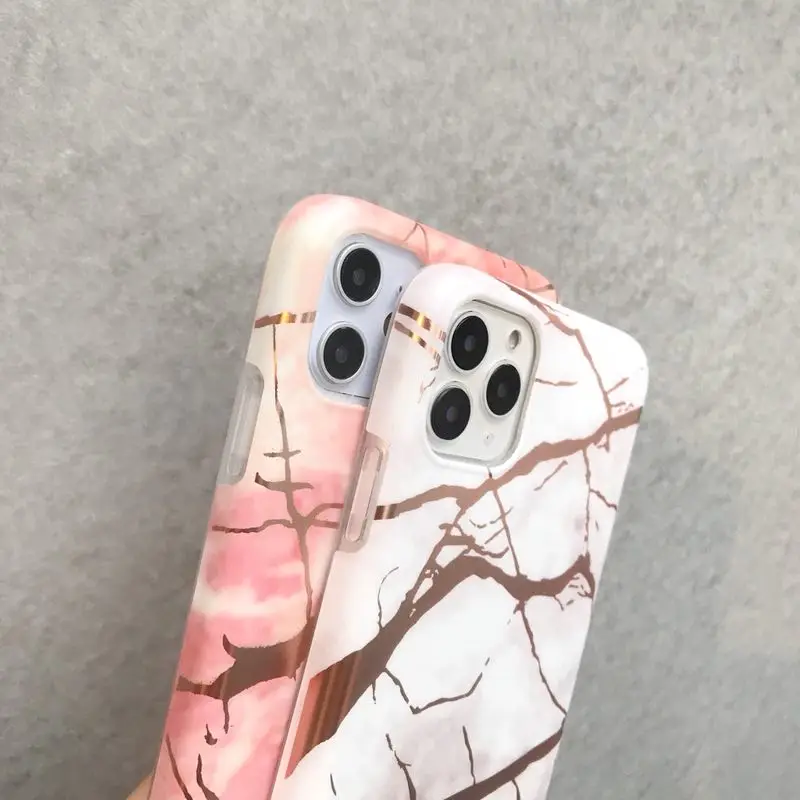 Plating Marble Pattern Case for iPhone 11 Pro Max XS XR 6 7 8 Plus Soft TPU Bumper Full Body Slim Flexible Shockproof Back Cover | Мобильные