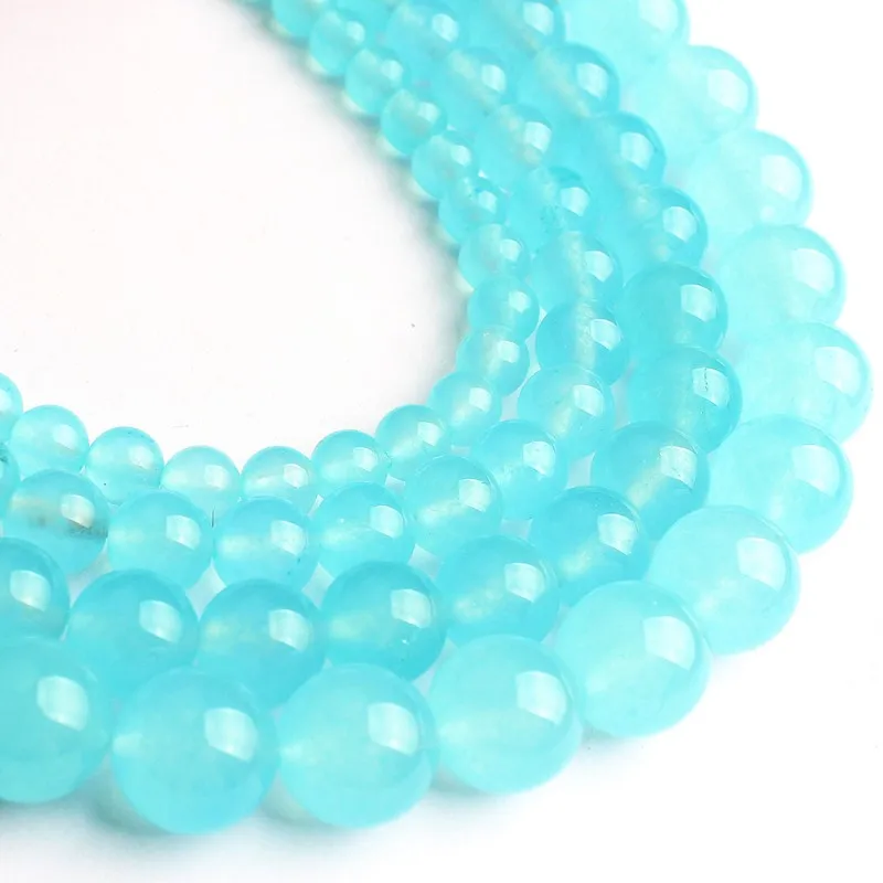 

Natural Stone A+ Blue Sky Chalcedony Round Loose Beads for Jewelry Making Handmade Diy Bracelet Necklace 6 8 10 12mm 15 Inches