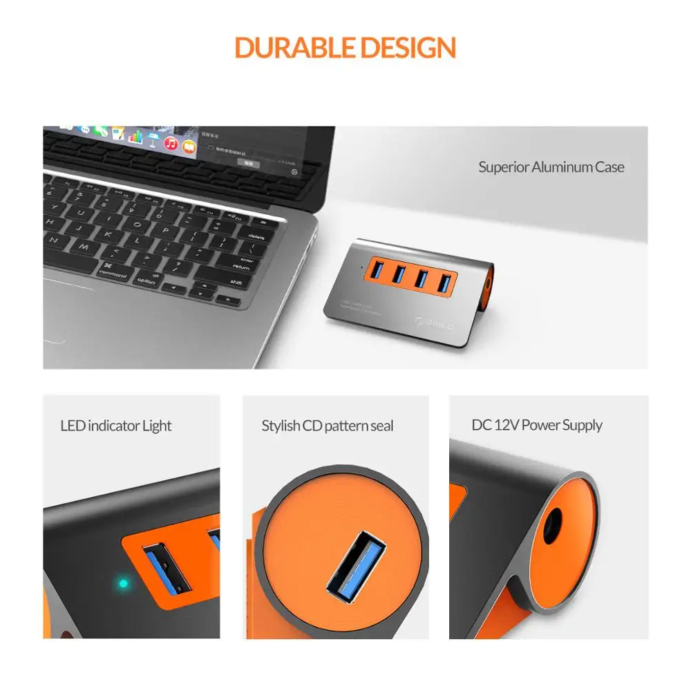 Концентратор ORICO USB 3 1 Gen2 алюминиевый USB-хаб для ПК сплиттер 10 Гбит/с суперскорость