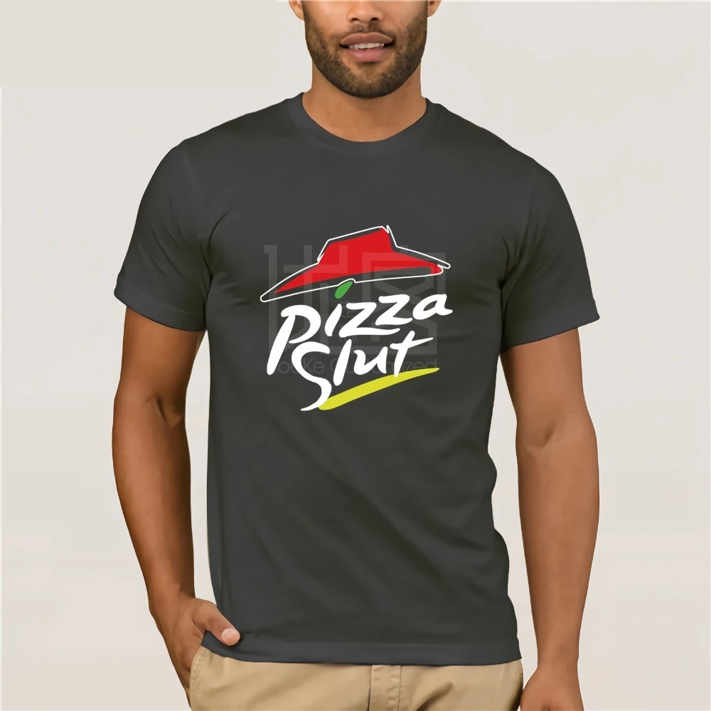 Pizza slut унисекс Мужская футболка забавная пародия юморов Hut 100% хлопок футболки