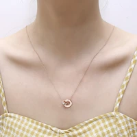 stainless steel necklaces for women roman numerals pendant with crystal chain fashion jewelry valentines day gifts to girls