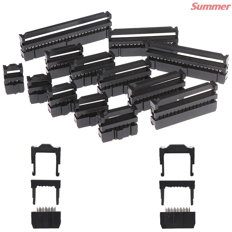 

Good Quality And Low Price 10set 6/8/10/12/14-50Pin IDC Socket Pin Dual Row Pitch 2.54mm IDC Connector 6-50 Pin Cable Socket