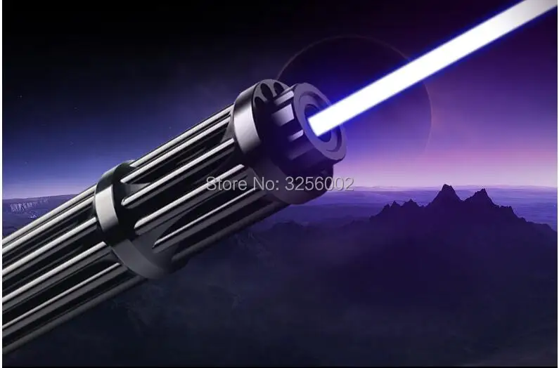 

HOT! Military 500000m 450nm LED Flashlight Blue Laser Torch Laser Pointer Sight Light Beam lazer Astronomy 16340 battery Hunting