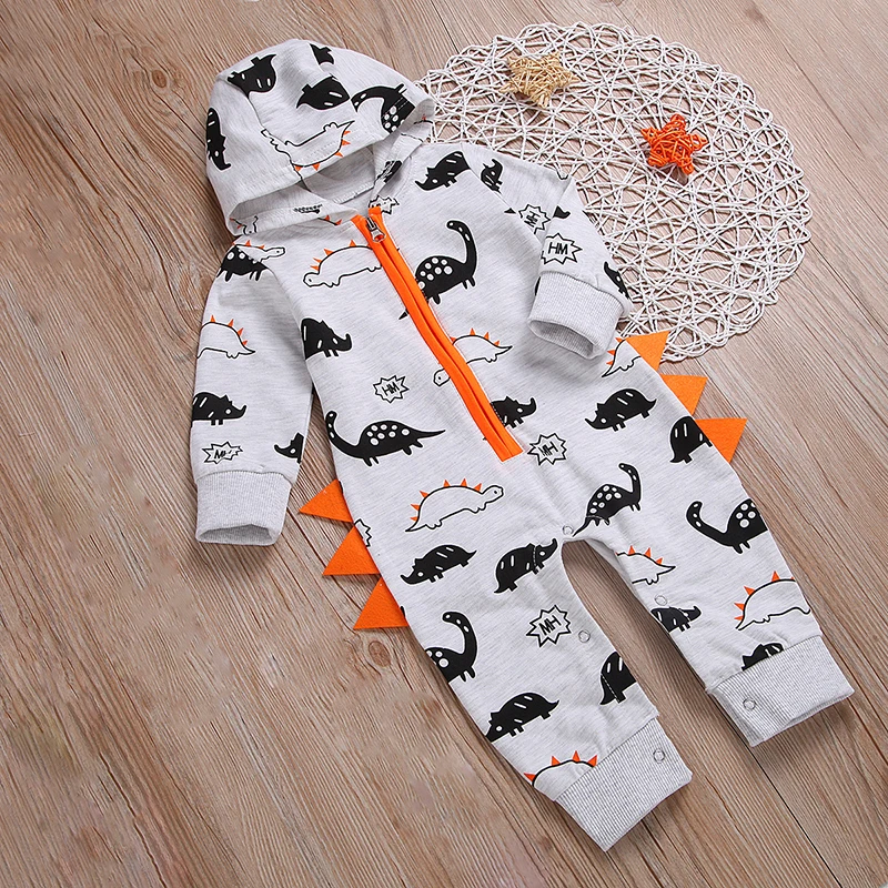 Весенне осенний комбинезон для новорожденных Детский с капюшоном и рисунком