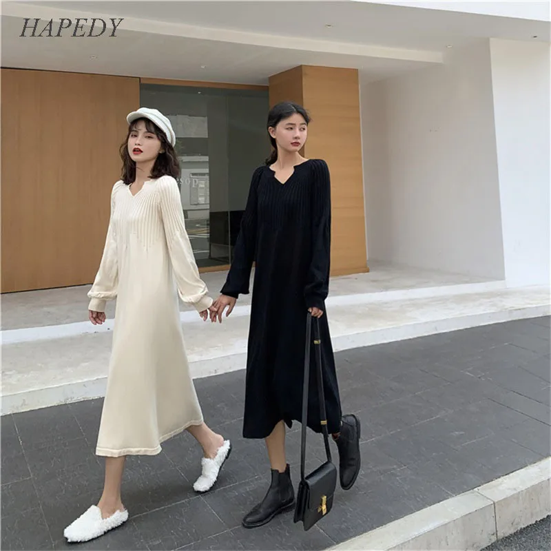 HAPEDY новое ретро французское женское платье для девочки шикарный вязаный v