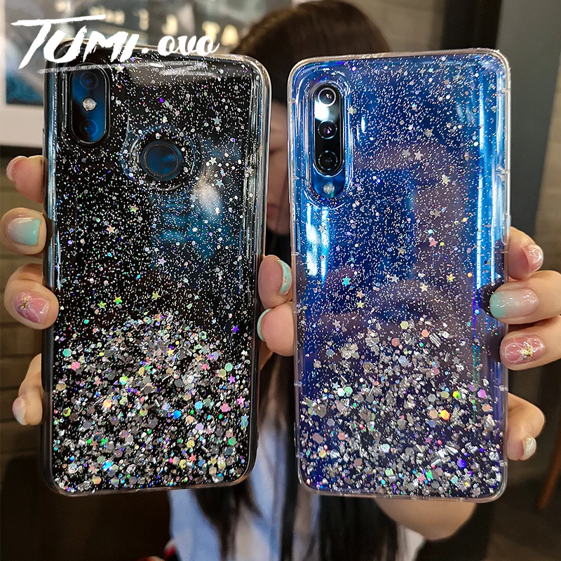 Чехлы с блестками и звездами для Xiaomi Mi POCO X2 M3 F2 Pro 9T 10 Lite CC9 A3 Redmi Note 6 7 8 9 9s 10X 5G K20 K30i