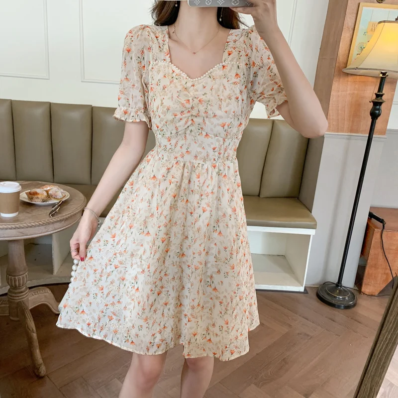 

Summer with a new French platycodon grandiflorum skirt to show thin super fairy love skirt collect waist temperament little fres