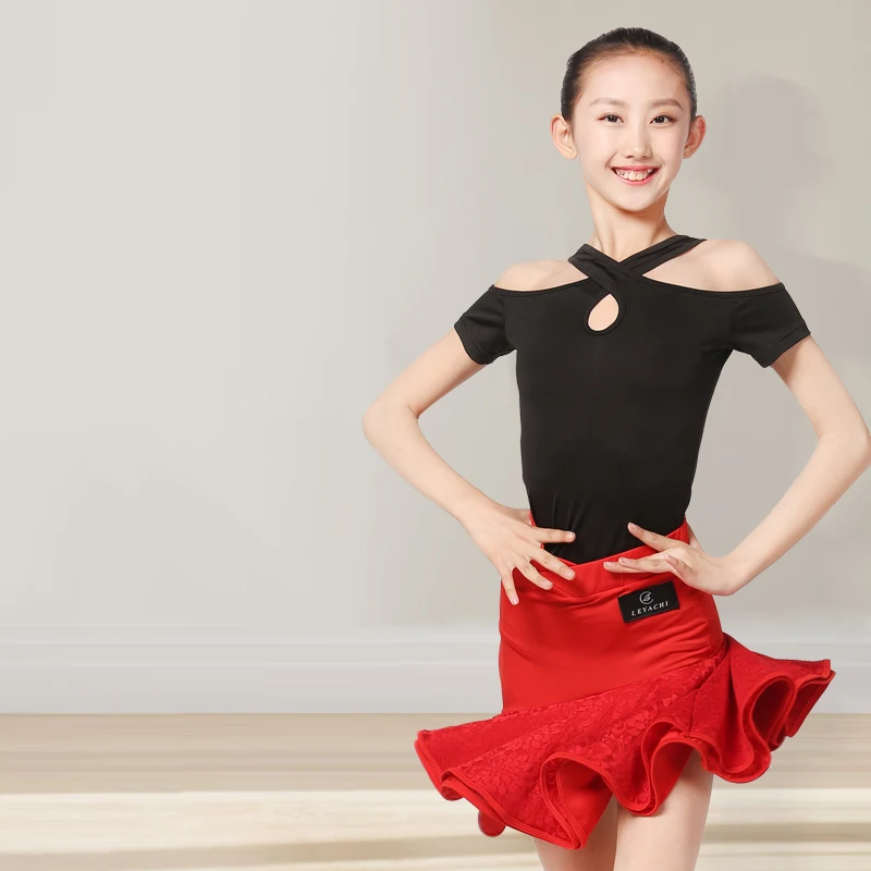 Детские костюмы для латиноамериканских танцев летняя одежда девочек с разрезом