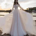 Женское свадебное платье It's yiiya, белое элегантное платье-трапеция из органзы с круглым вырезом, кружевной аппликацией и пуговицами на лето 34