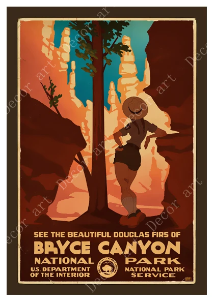 Поп арт Брайс каньон национальный парк Юта путешествия холст картины старинные