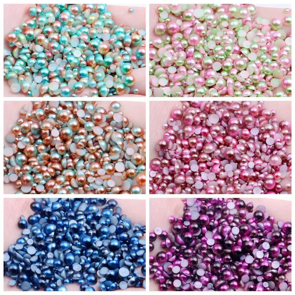 RainBow Color Half Round Pearls Big Pack 5mm 5000pcs Flatback Imitation Craft DIY Wedding Dresses Nail Art Decorations | Красота и