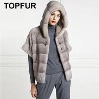 topfur 2021 winter short coats real fur coat women natural mink fur cost with fur hood short sleeves women real fur customized