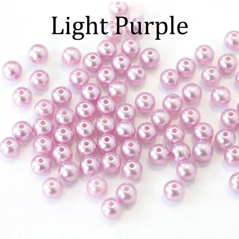 Light Purple 100 шт./пакет с отверстием из пластика ABS, имитация жемчужные бусины 4/6/8/10/12 мм круглые Пластик круглые акриловые бусины для самостоятельного изготовления ювелирных украшений своими руками - Цвет: Light Purple
