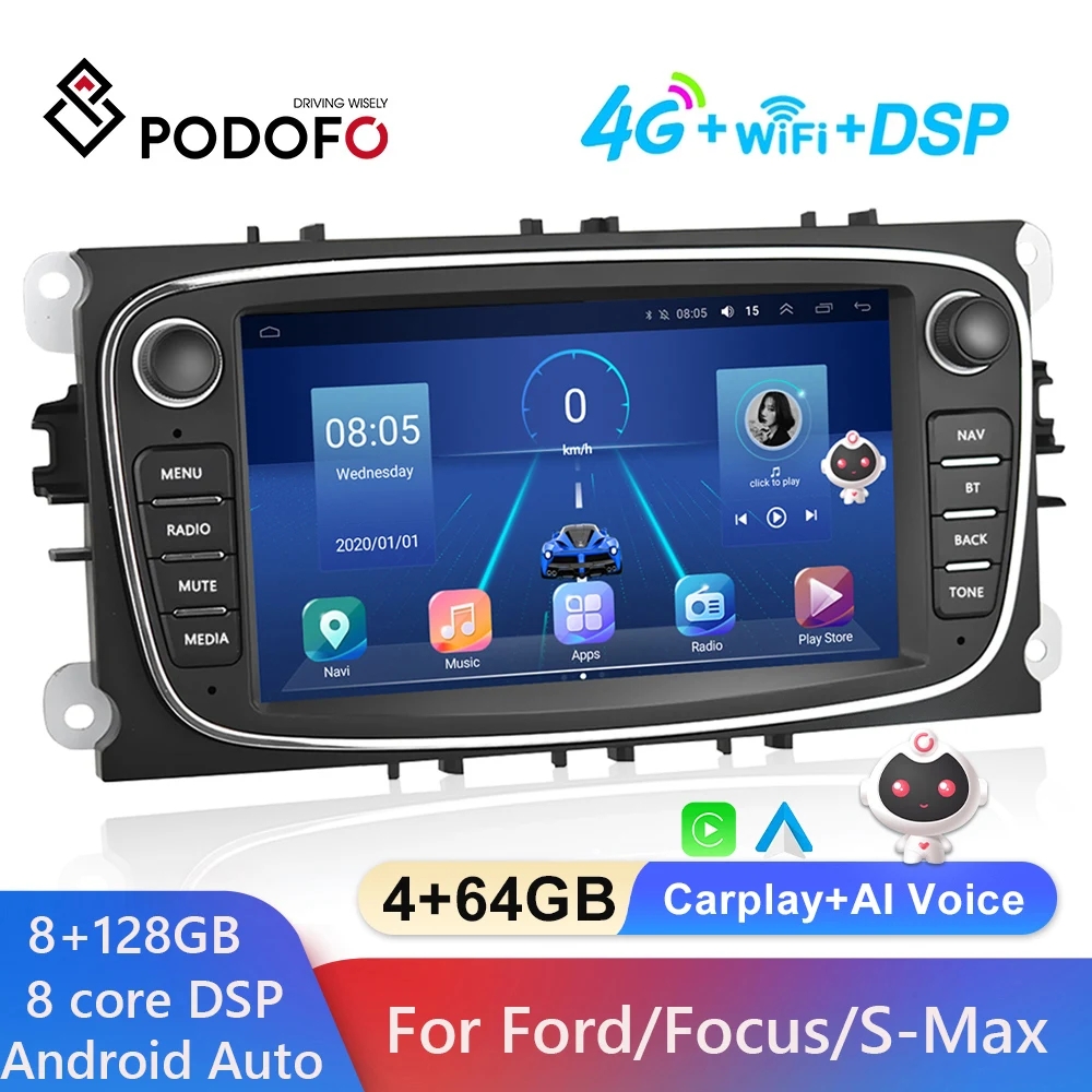 

Мультимедийный плеер Podofo, магнитола на Android, с 7 "экраном, для Ford/Focus/S-Max/Mondeo 2 4/Galaxy