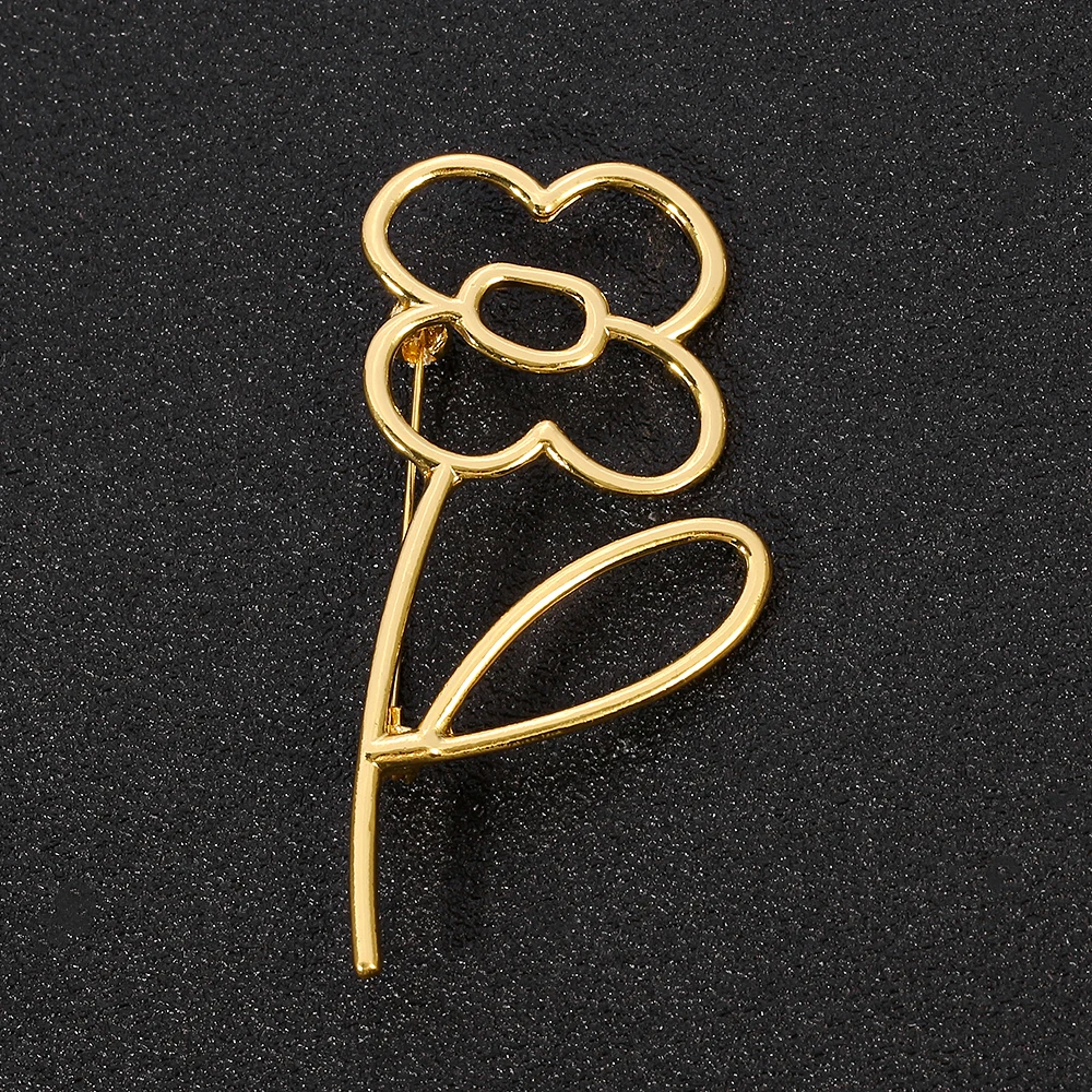 Золотистая брошь из сплава с полыми цветами ювелирные изделия корейский