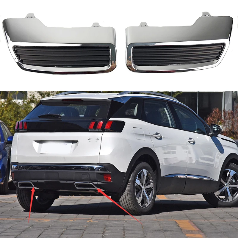 

Fit for Peugeot 3008 5008 Muffler Tail End Pipe Cover Access 2017 -2019 Car Styling Sports version Chrome Rear Exhaust