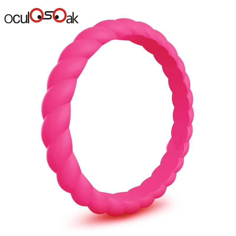 Hot Fashion 3mm Thin Braided Silicone Ring For Women Wedding Rings Sports Hypoallergenic Crossfit Flexible Rubber Finger Ring