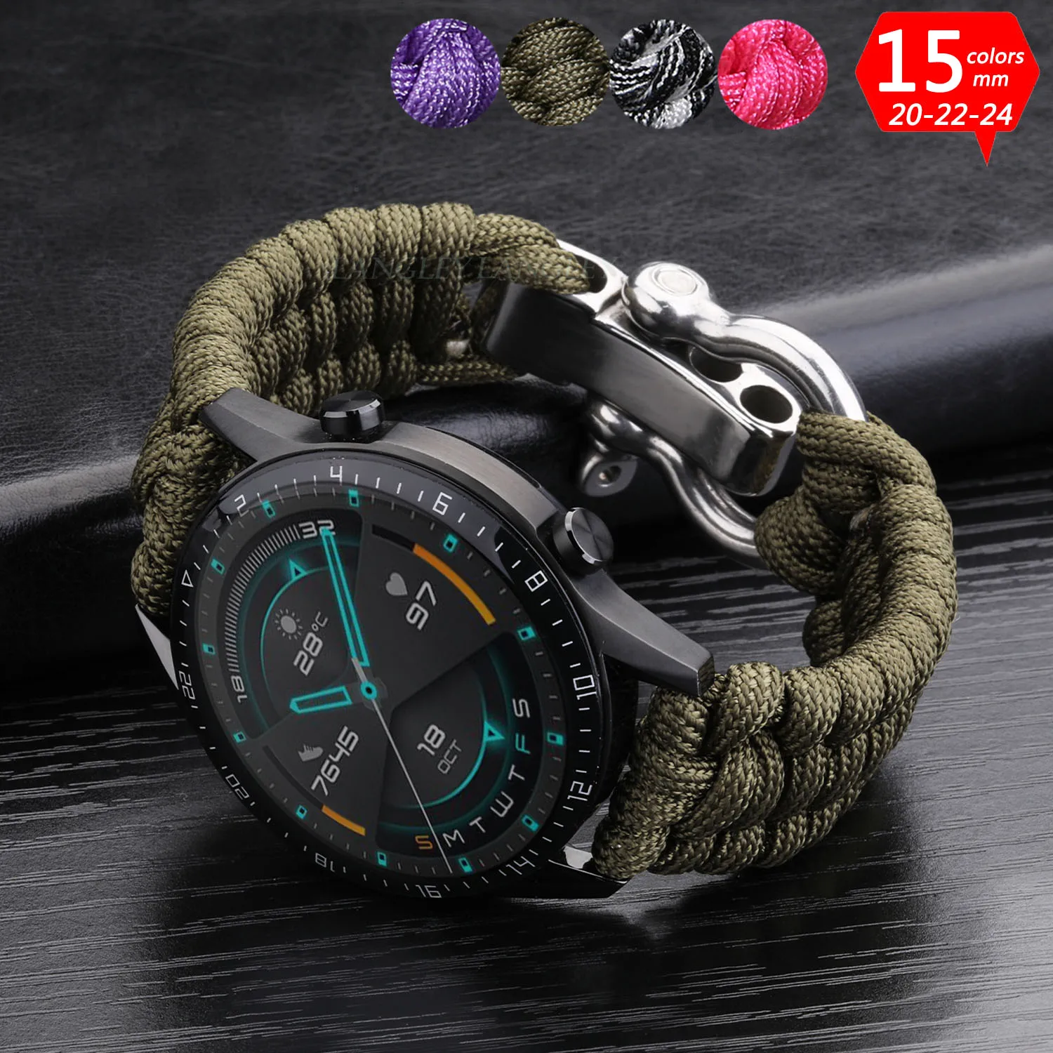 

Nylon Strap for Samsung Galaxy Watch 3 41mm 45mm Band 42mm 46mm strap for huawei gt 2 42 mm Adjustable Buckle Rope watch band