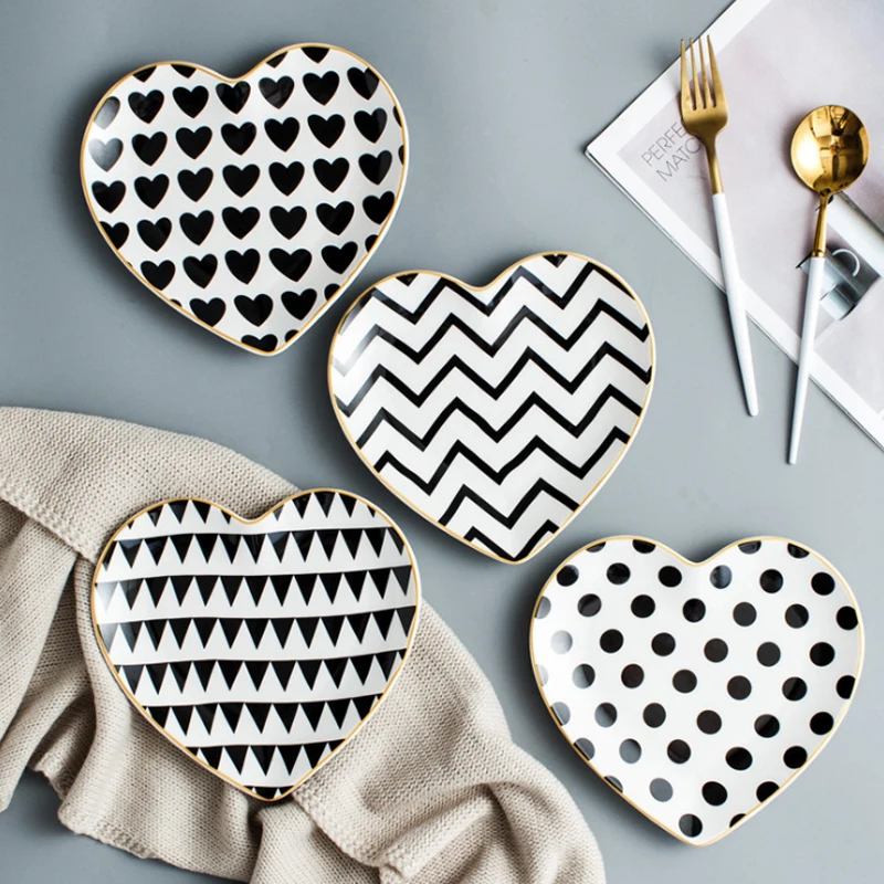 Керамические диски в форме сердца креативные тарелки для салата пасты милый