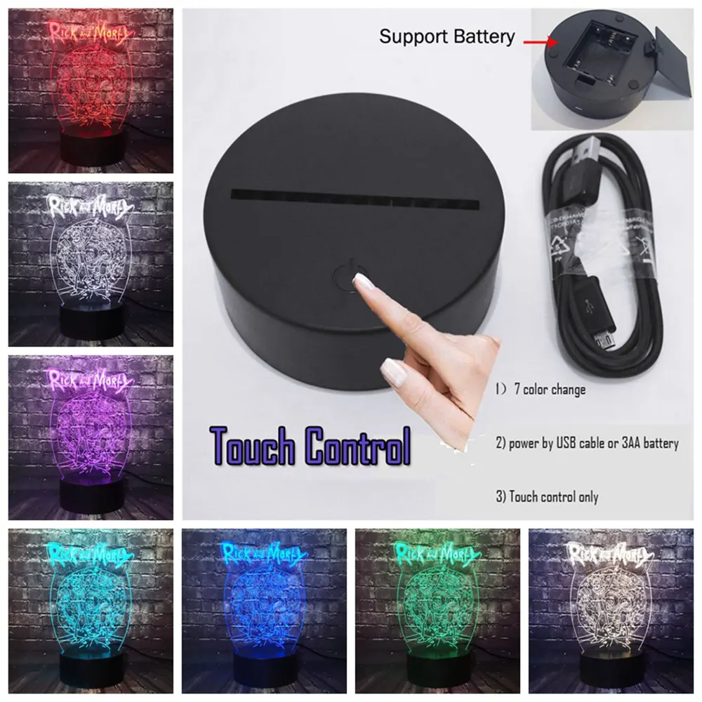 USB 7 Color Change Рик и Морти комикс Юмор учёные мультфильм трещина светильник светодиодный 7 цветов изменить безопасный для ребенка спальный ночной Светильник модный детский подарок - Испускаемый цвет: USB 7 Color Change