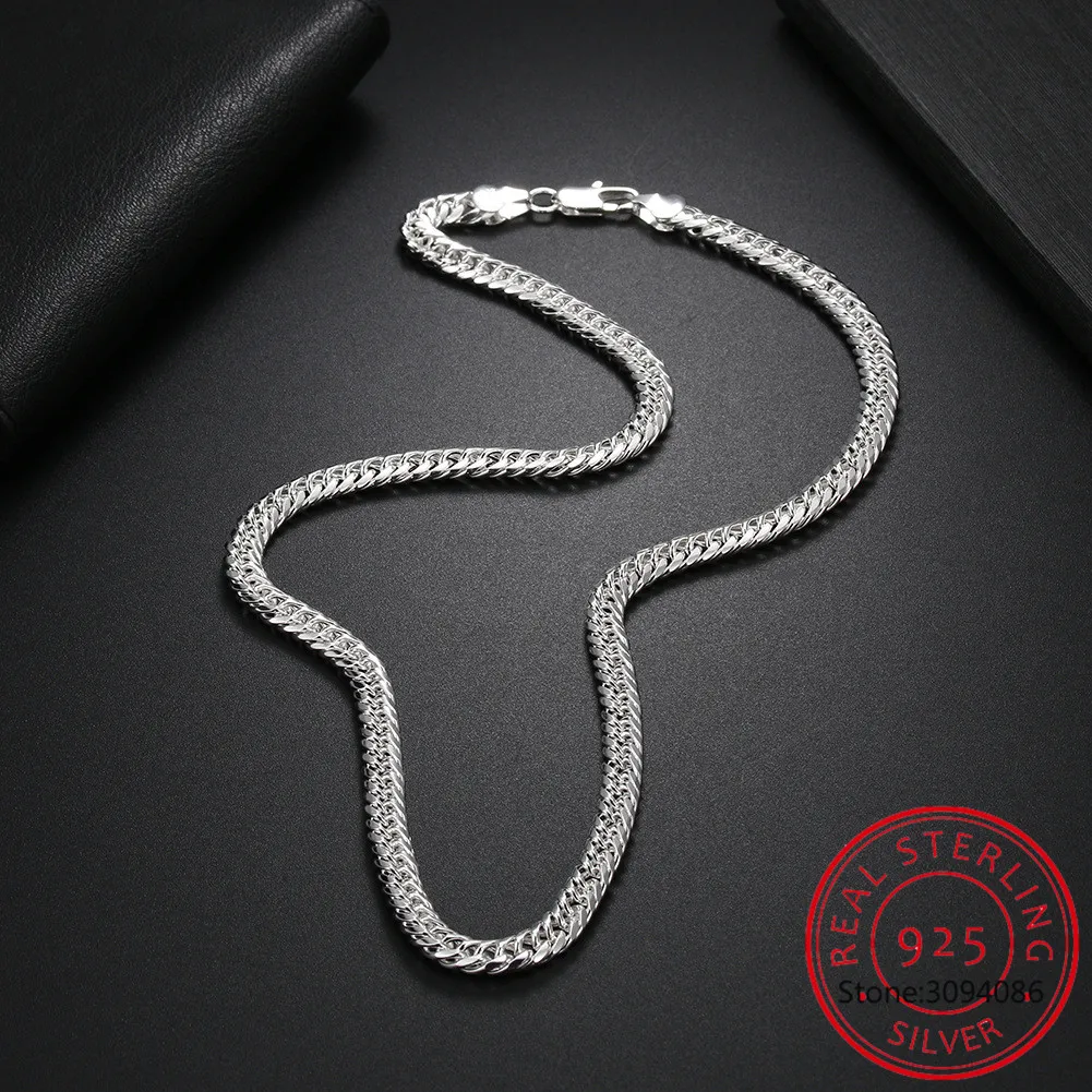 

Hot fine 6MM geometry chain 925 Sterling Silver Necklace for Men's Women classic Luxury Fashion Party Jewelry Holiday gifts