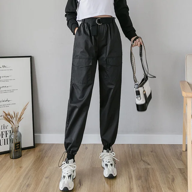 Женские брюки-карго в стиле милитари с высокой талией камуфляжные шаровары