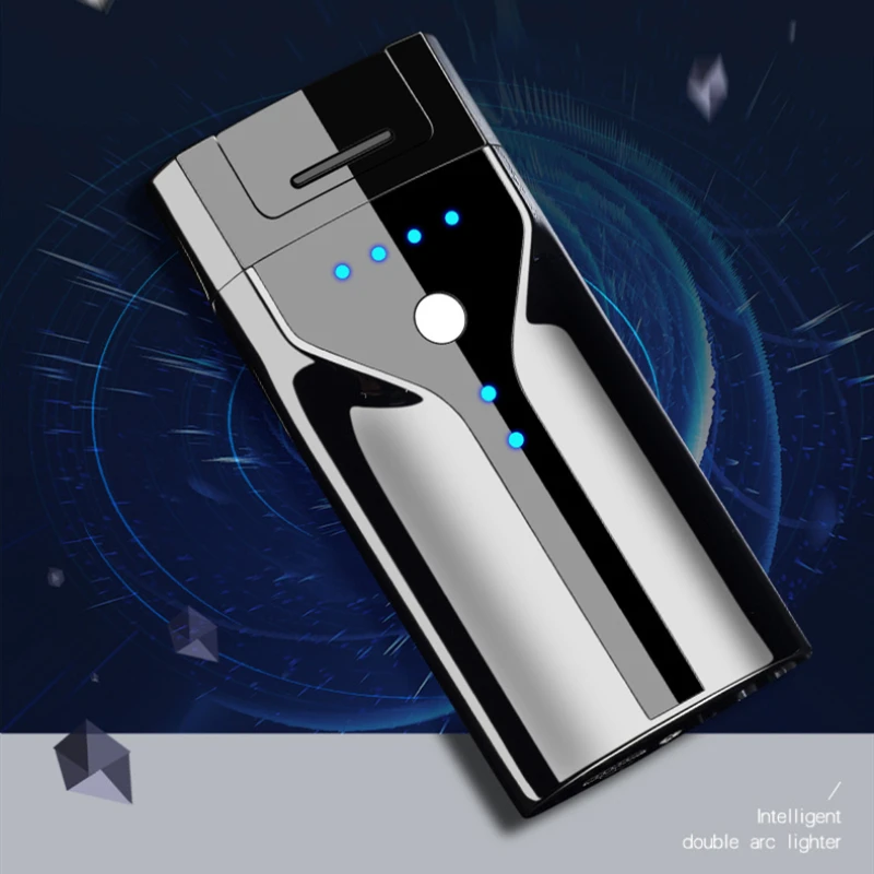 Светодиодный дисплей двойная дуга Зажигалка USB Электронные Зажигалки