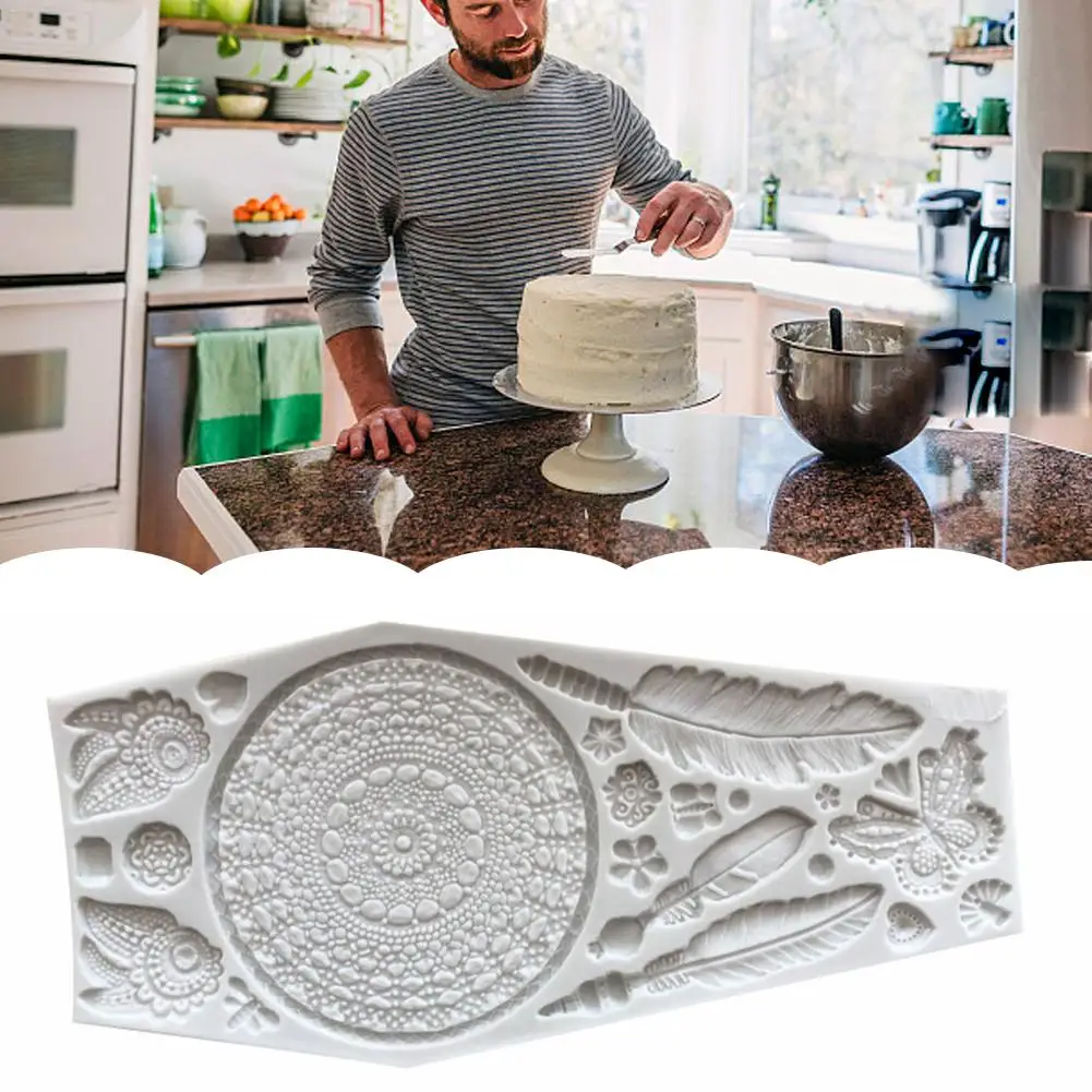 Силиконовая форма Ловец снов сделай сам с текстурой перьев украшение для торта