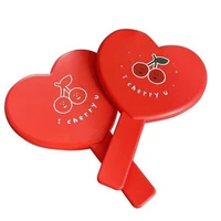 gu128 heart shaped red handheld mirror cartoon cherry vintage cosmetic makeup tool