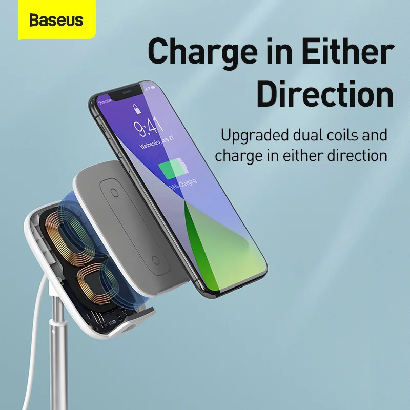 baseus telescopic desktop holder stand with wireless charger for universal mobile phone tablet holder adjustable angle stand free global shipping