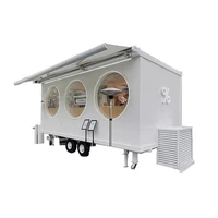 large space vintage food trailer white color 2 axis street snack coffee ice cream vending van kiosk concession mobile food cart