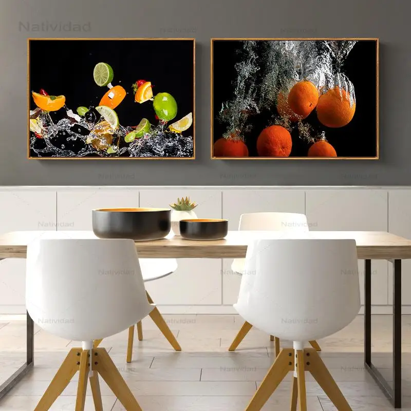 Постеры и принты свежих фруктов в воде настенные картины скандинавском стиле для