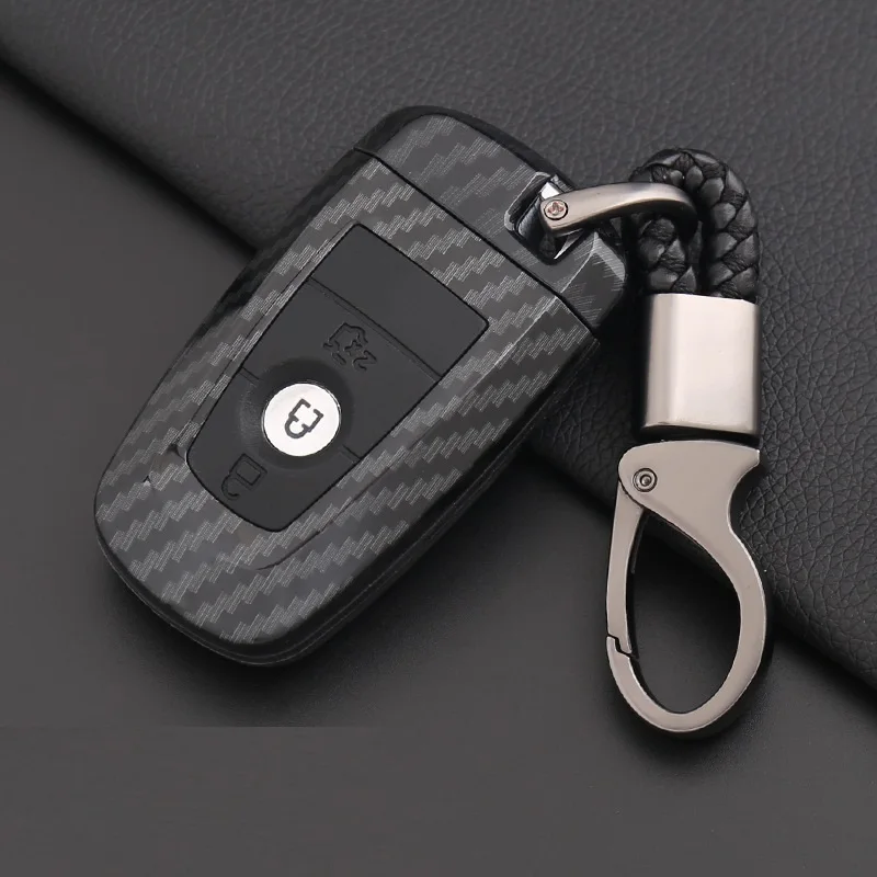3button carbon black Углеродное волокно, АБС-пластик, автомобильный корпус умного ключа Крышка для Ford Fusion Mustang Explorer F-150 F-250 F-350 футляр для дистанционного ключа - Название цвета: 3button carbon black