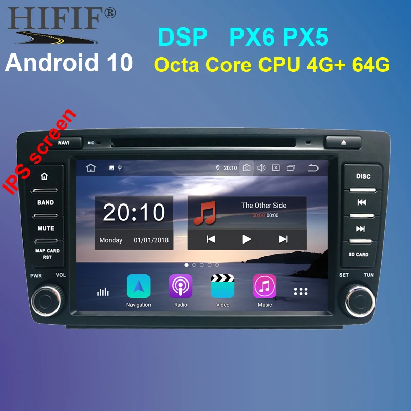 Автомагнитола 2 din 8 дюймов Android 10 4 Гб + 64 ГБ Восьмиядерный процессор DVD для Skoda Octavia A5