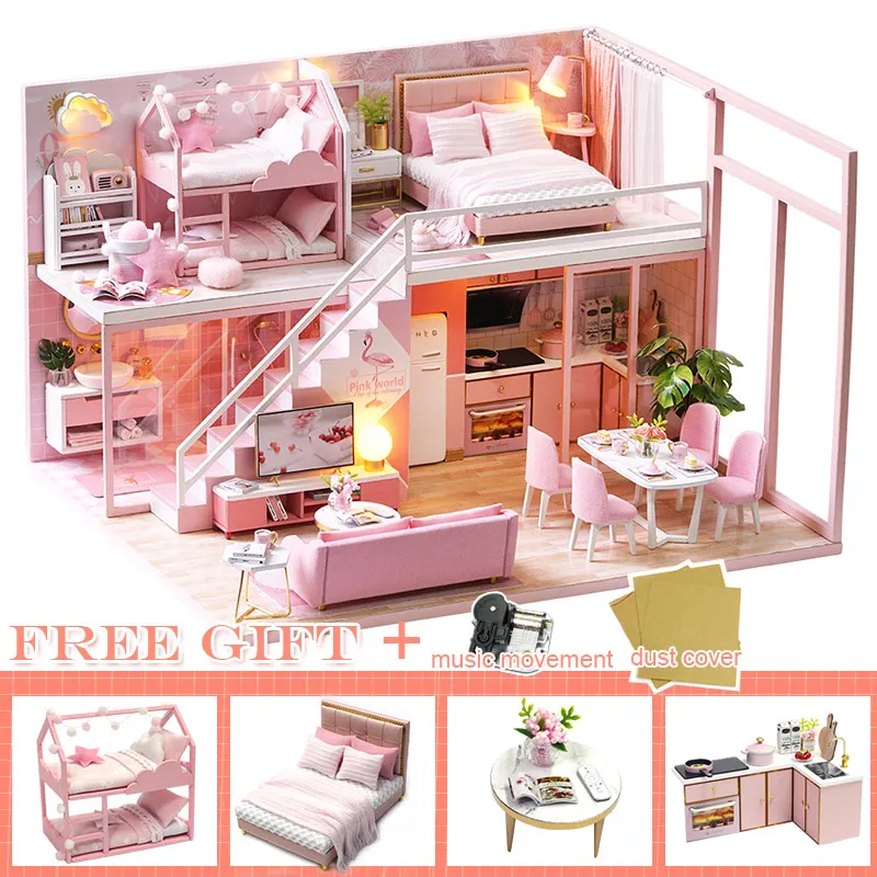 L027C CUTEBEE DIY Кукольный дом деревянные кукольные домики миниатюрный кукольный домик мебель комплект с музыкой светодиодные игрушки для детей подарок на день рождения L026 - Цвет: L027C