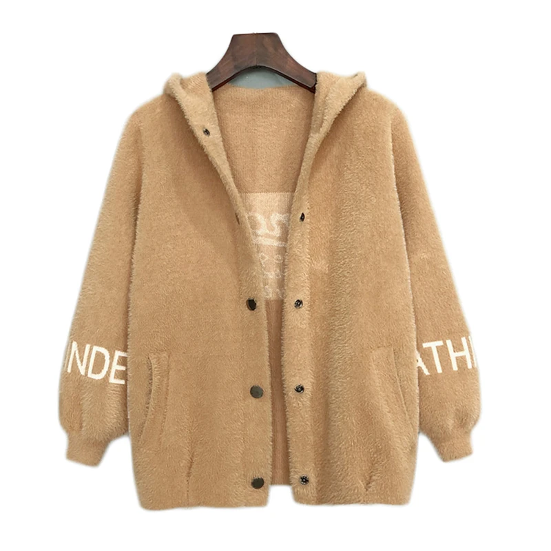 Imitation mink Fur coat Women short jackets with fur fur collar hooded jacket Autumn jacket famale Letter print Outwear 292