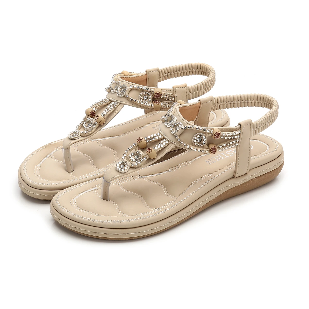 Женские сандалии модные богемные однотонные летние женские туфли на плоской