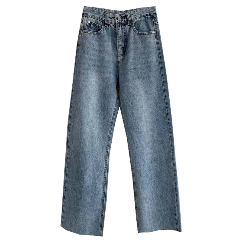

2021 Spring New Korean Dongdaemun Drooping Wide-Leg Pants High Waist Jeans Slimming High Straight-Leg Pants Trendy Women