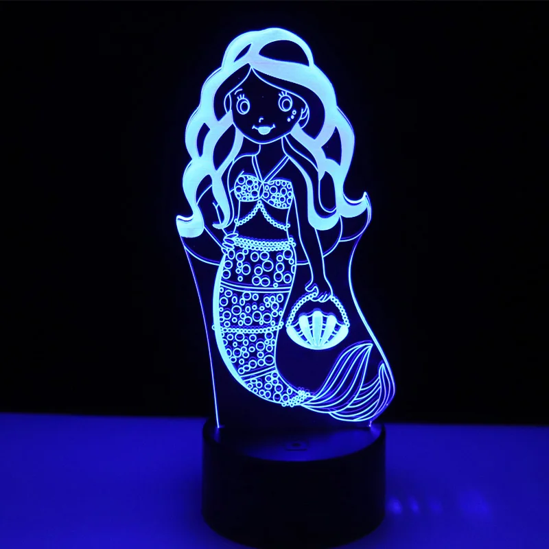 

3D LED Night Light Mermaid Come with 7 Colors Light for Home Decoration Lamp Amazing Visualization Optical Illusion Awesome