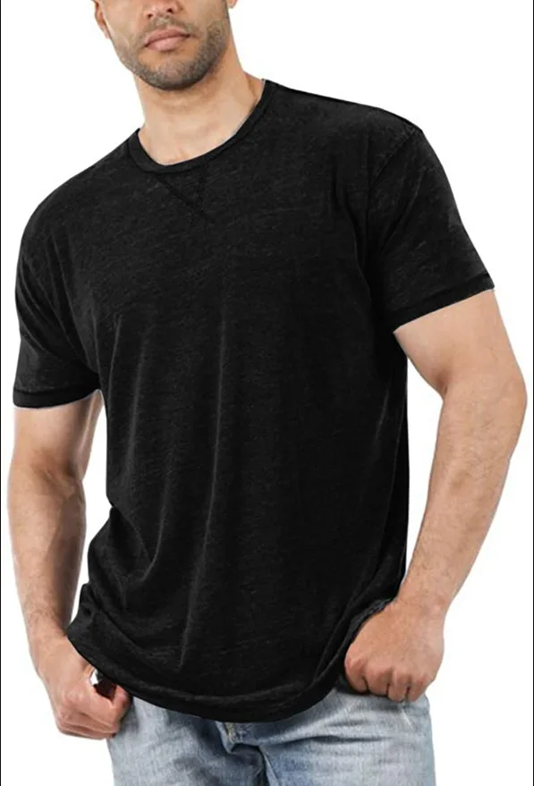 

T Shirt 2021 New Summer Fashion Casual Men's Solid Color Round Collar Slim Shape Cotton Short Sleeve Men's T-shirt