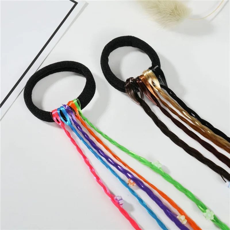 Kids Colorful Wig Braids Hair Band Girls Ponytail Rubber Bands Cute Accessories Children Twist Braid Rope Barrettes Enfant | Детская