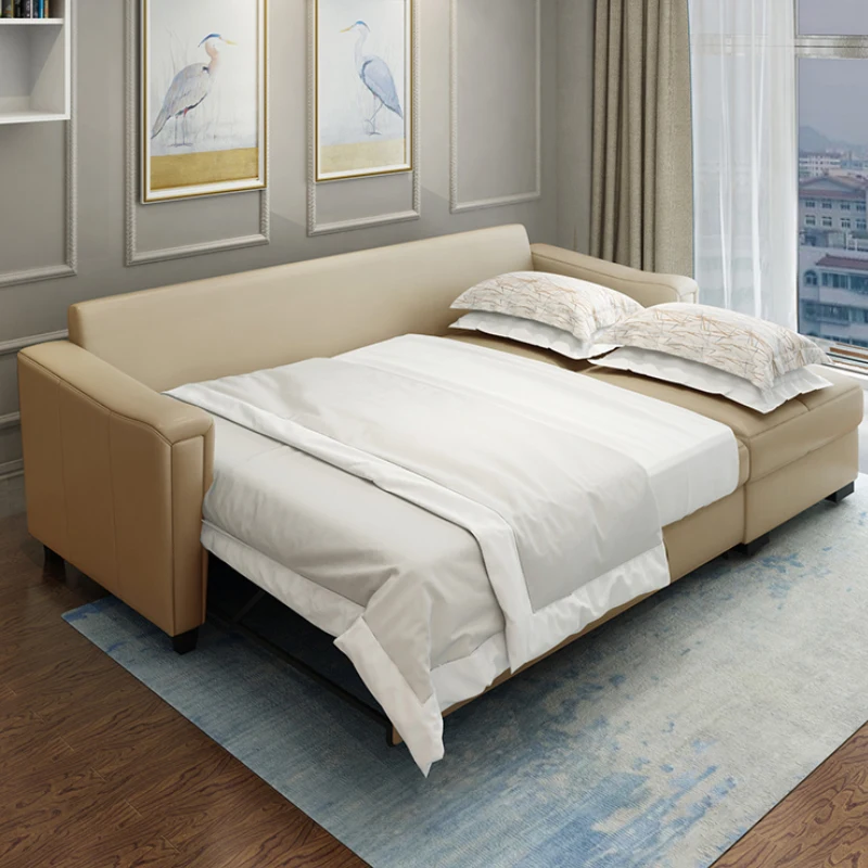 Кожаный диван-кровать шезлонг небольшая квартира гостиная угловой