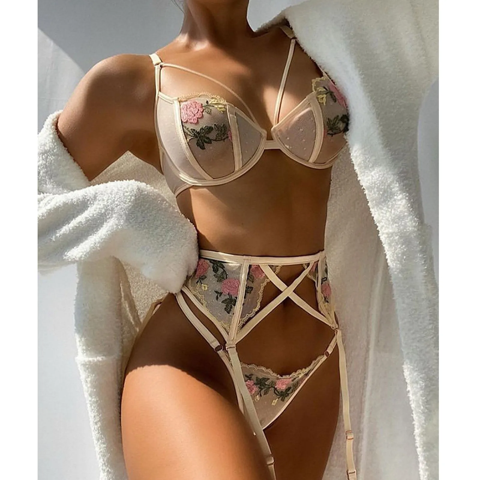 

Нижнее белье, Женский комплект, сексуальное нижнее белье, Эротический бюстгальтер с горячей сеткой, прозрачный бюстгальтер, трусики, сексуа...