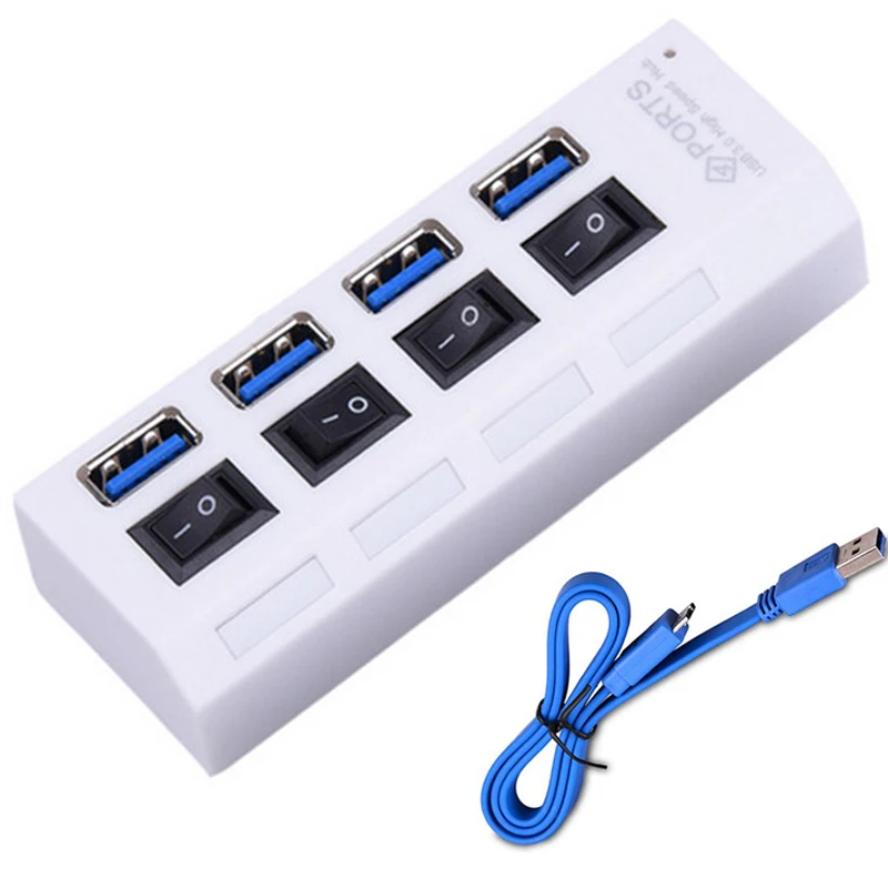 Usb-концентратор 3,0 4 Порты и разъёмы USB 3,0 концентратор разветвитель с Мощность адаптер Мульти USB hab высокое Скорость 5 Гбит/с для портативных ПК крепление и аксессуары