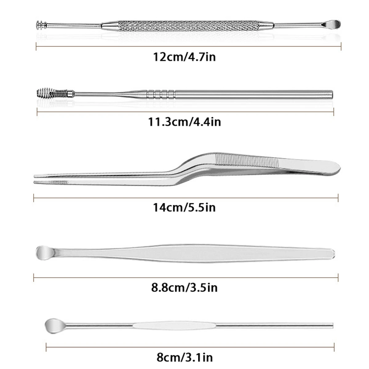 

8Pcs Ear Cleaner Set Stainless Steel Ear Wax Pickers Spiral Earpick Wax Remover Curette Ear Cleaner Spoon Ear Care Clean Tool