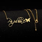 Персонализированные милые бабочки имя кулон ожерелье из нержавеющей стали пользовательское имя ожерелье Женщины Девушки праздничные украшения лучшие подарки