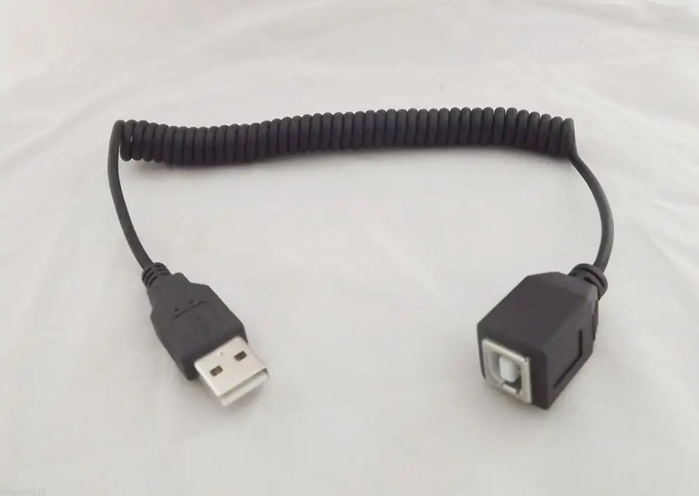 

1pcs USB 2.0 A Male Plug To USB B Female Jack Extension Coiled Spiral Cable 5Ft 1.5m