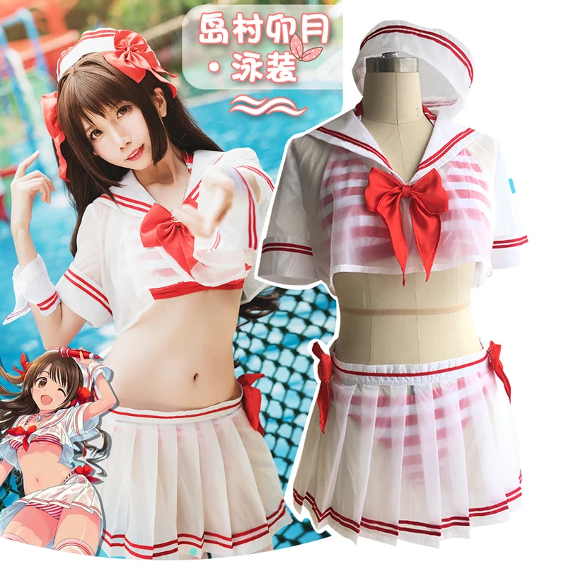 

Женский! Купальник в стиле аниме IDOLMaster Cos, купальник Shimamura Uzuki, купальник в стиле матросского костюма, Женский костюм для косплея