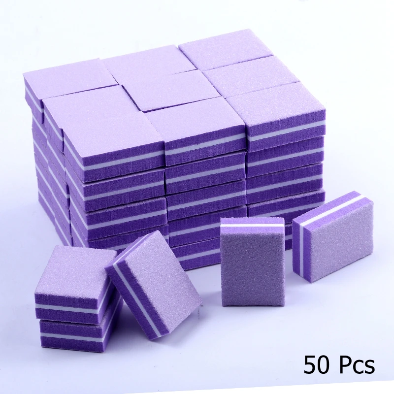 10/25/50pcs lot Double-sided Mini Nail File Blocks Colorful Sponge Nail Polish Sanding Buffer Strips Polishing Manicure Tools images - 6