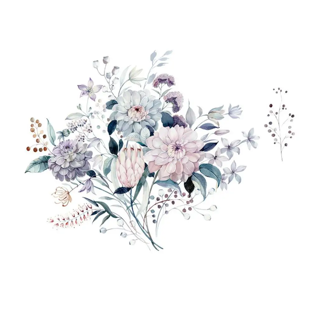 

Water color flowers and plants wall stickers bedroom living room home background decoration mural removable stickers wallpaper